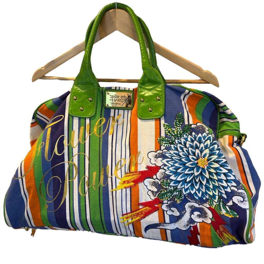 Y2K Ed Hardy Flower Power Duffle Bag